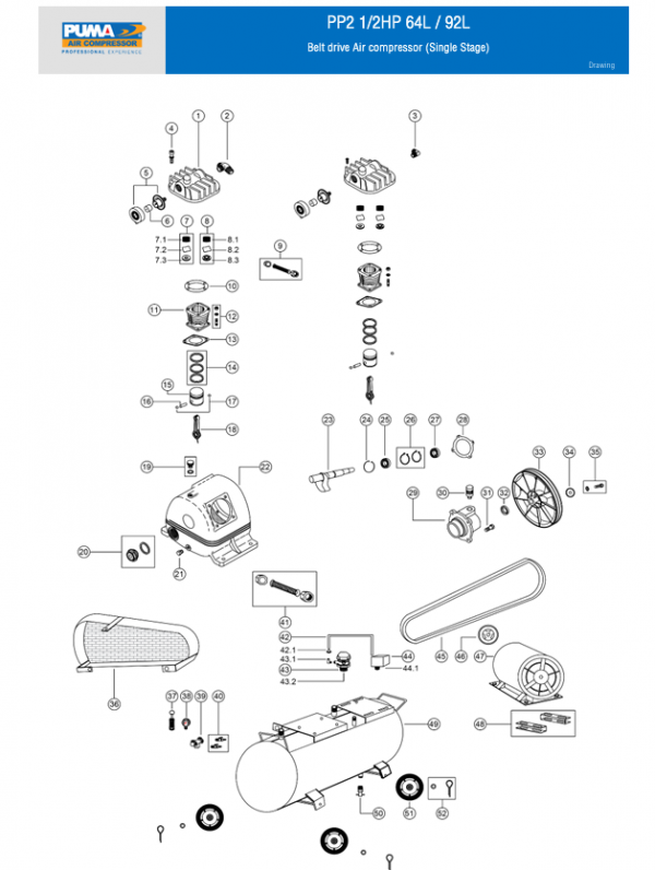 Spare part PP2 1/2HP 64L / 92L