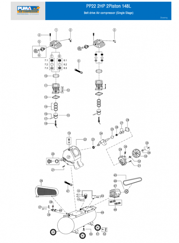 Spare part PP22 2HP 2Piston 148L