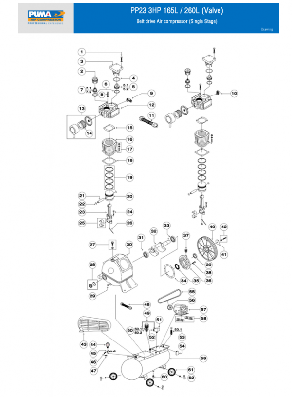 Spare part PP23 3HP 165L / 260L (Valve)
