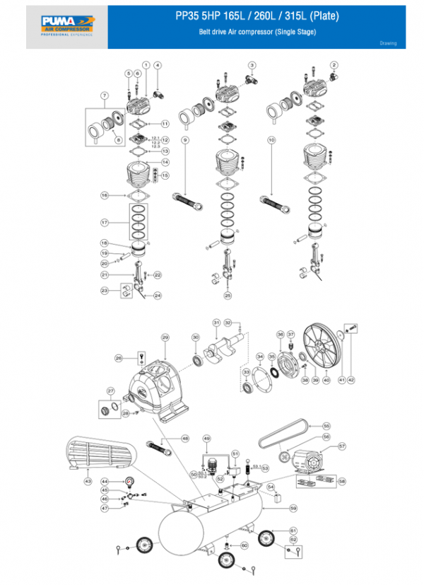Spare part PP35 5HP 165L / 260L / 315L (Plate)