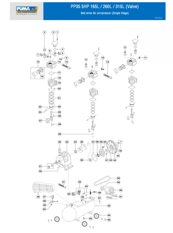 Spare part PP35 5HP 165L / 260L / 315L (Valve)