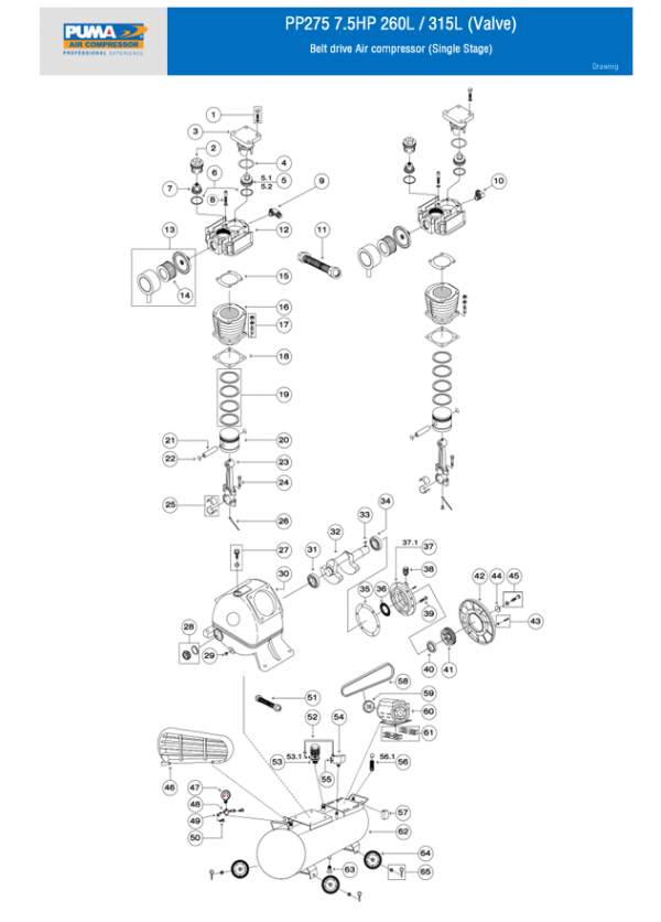 Spare part PP275 7.5HP 260L / 315L (Valve)